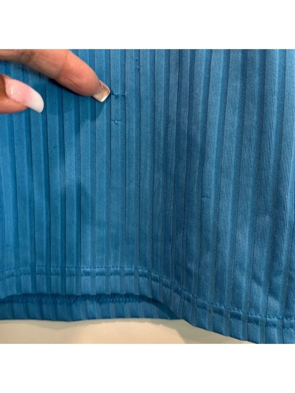 🔵 Blue Ribbed Spaghetti Strap Mini Dress - Picture 7 of 7